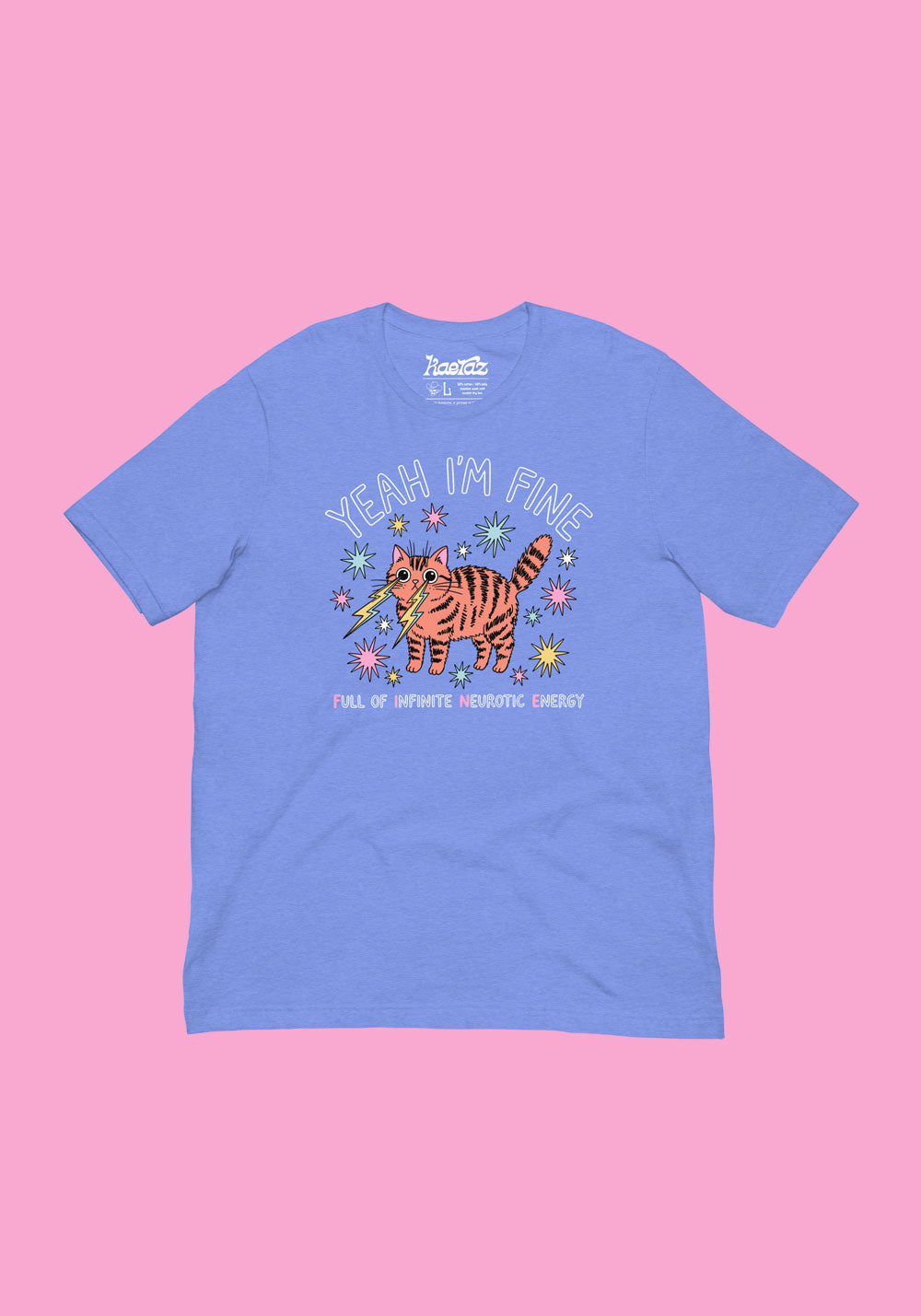 Yeah I'm FINE Neurotic Cat Tee - Dark Humor Shirt