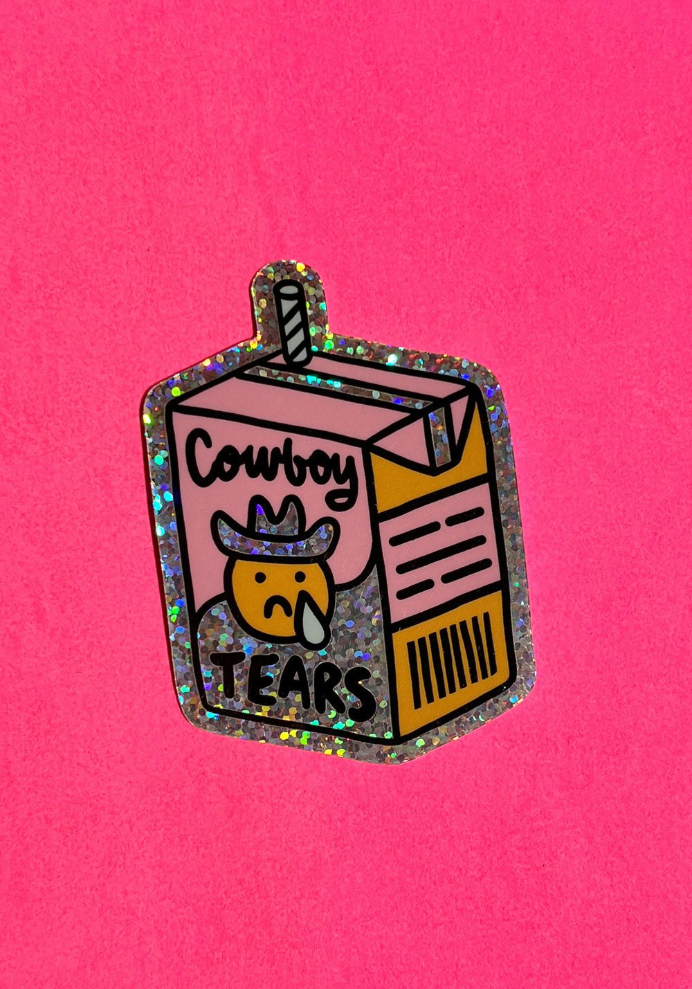 Cowboy Tears Glitter Sticker by kaeraz carton cowboy cowboy hat