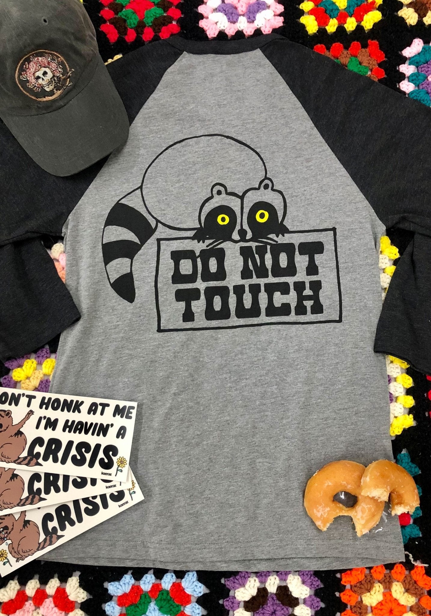 Do Not Touch Baseball Tee by kaeraz animal critter raccoon