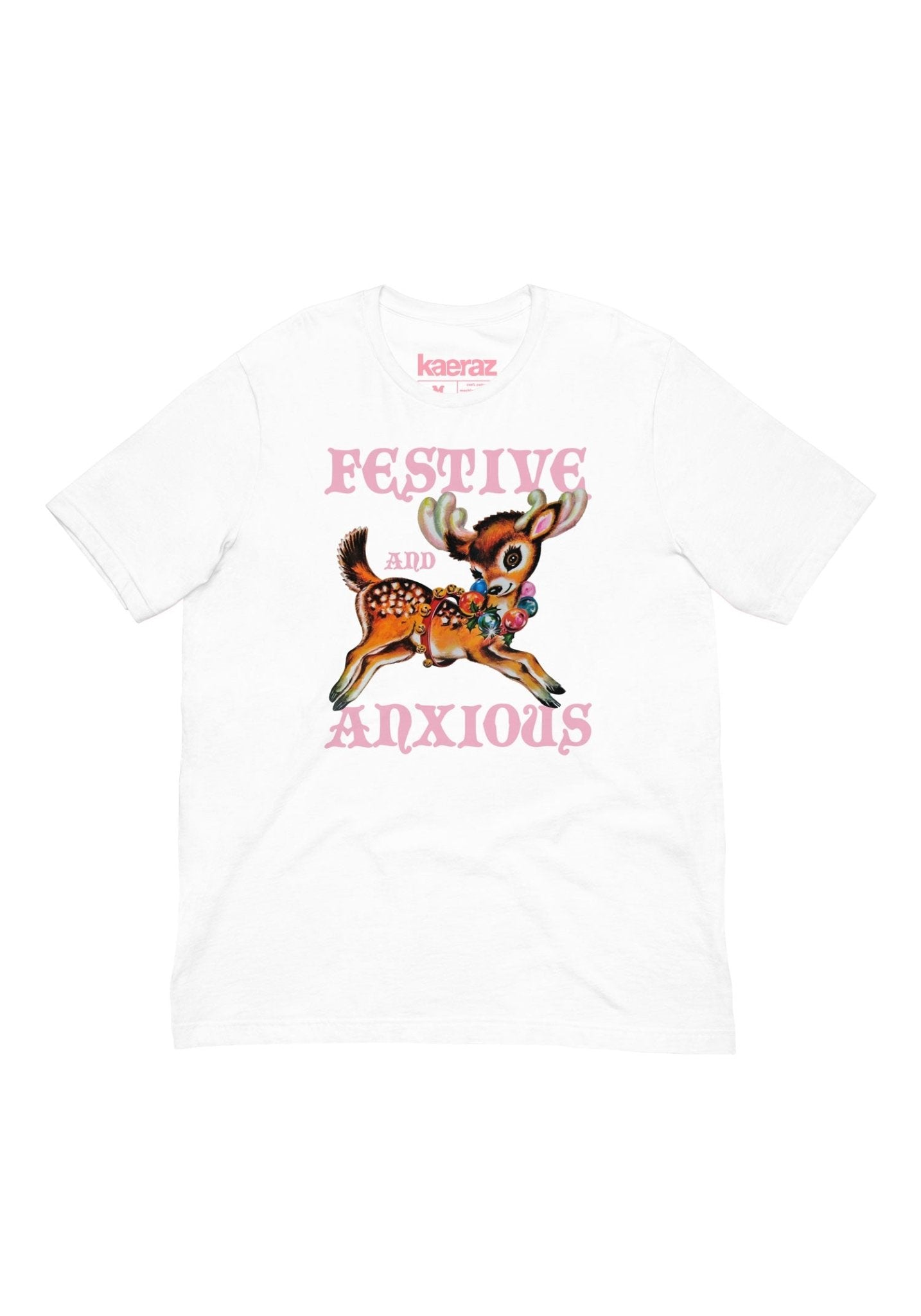 Festive and Anxious Tee by kaeraz christmas deer jingle bells