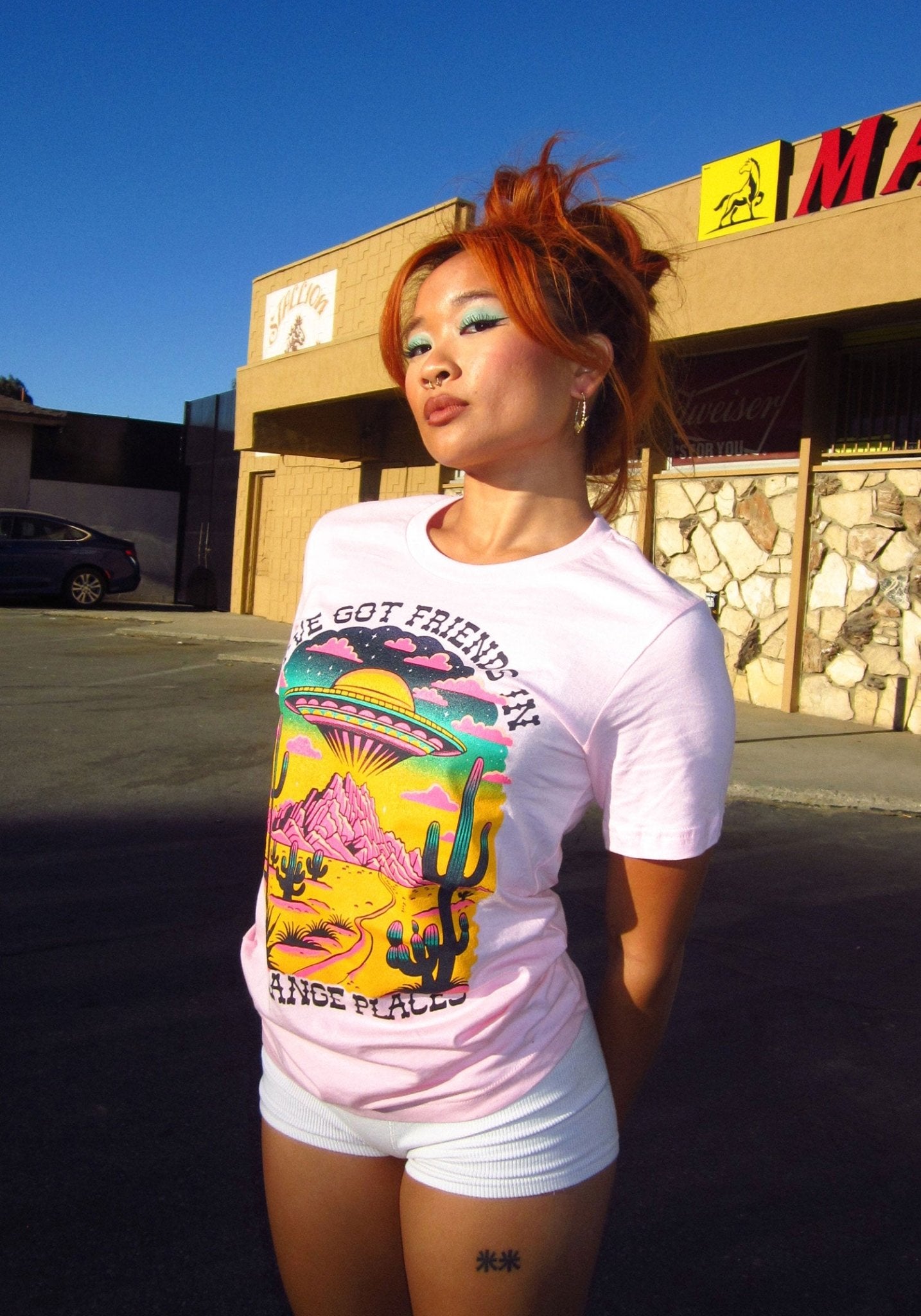 Friends In Strange Places Tee by kaeraz alien alien shirt arizona