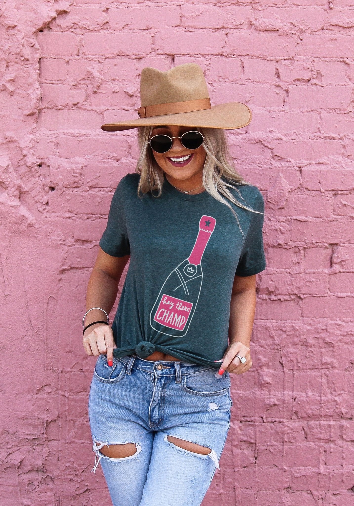 Hey There Champ Tee by kaeraz bottle brunch bubbly