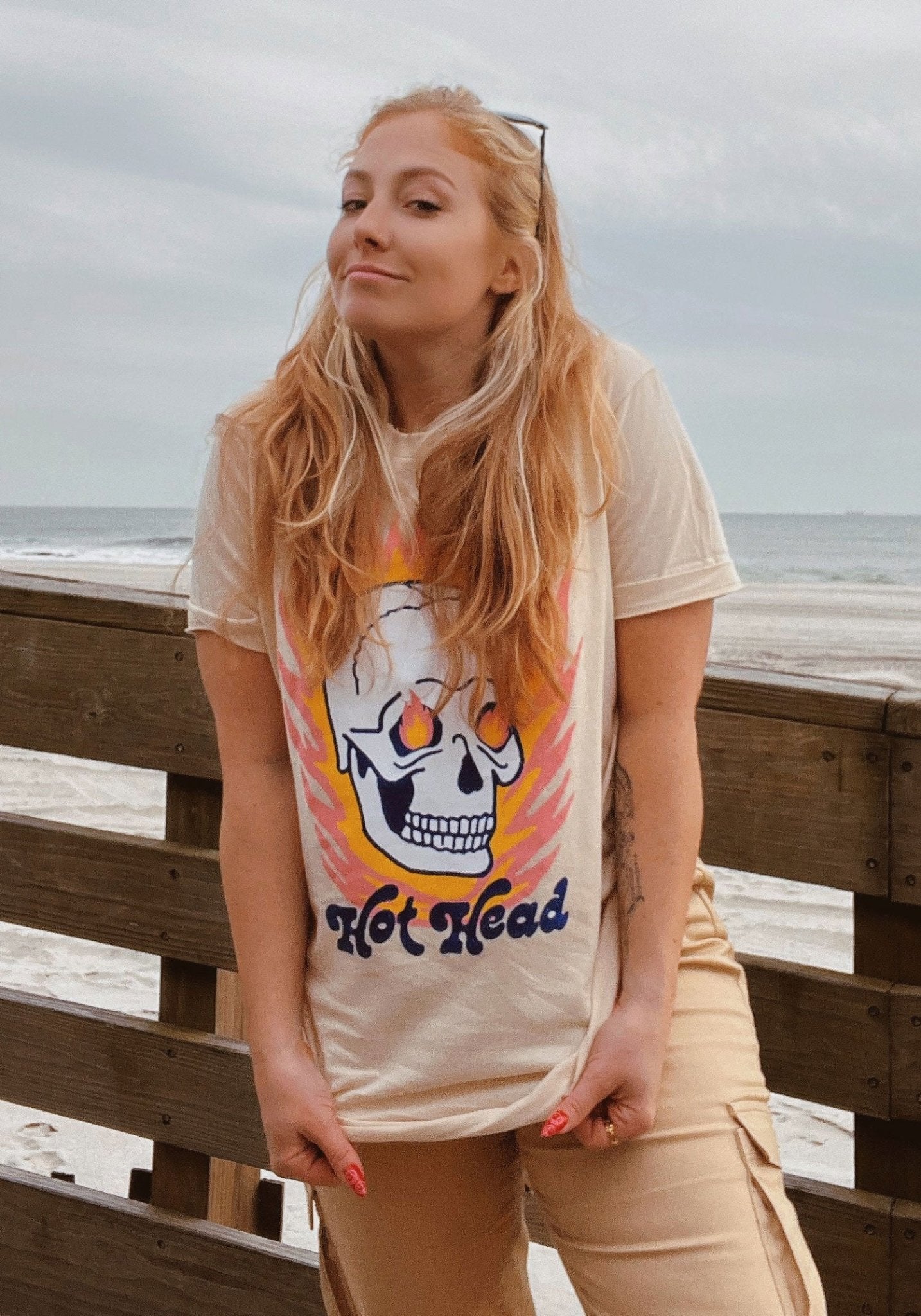 Hot Head Tee by kaeraz 80s biker dead