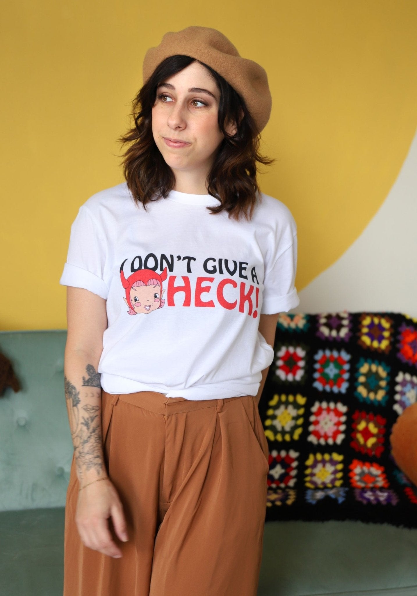 I Don't Give A Heck Tee by kaeraz devil halloween halloween shirt