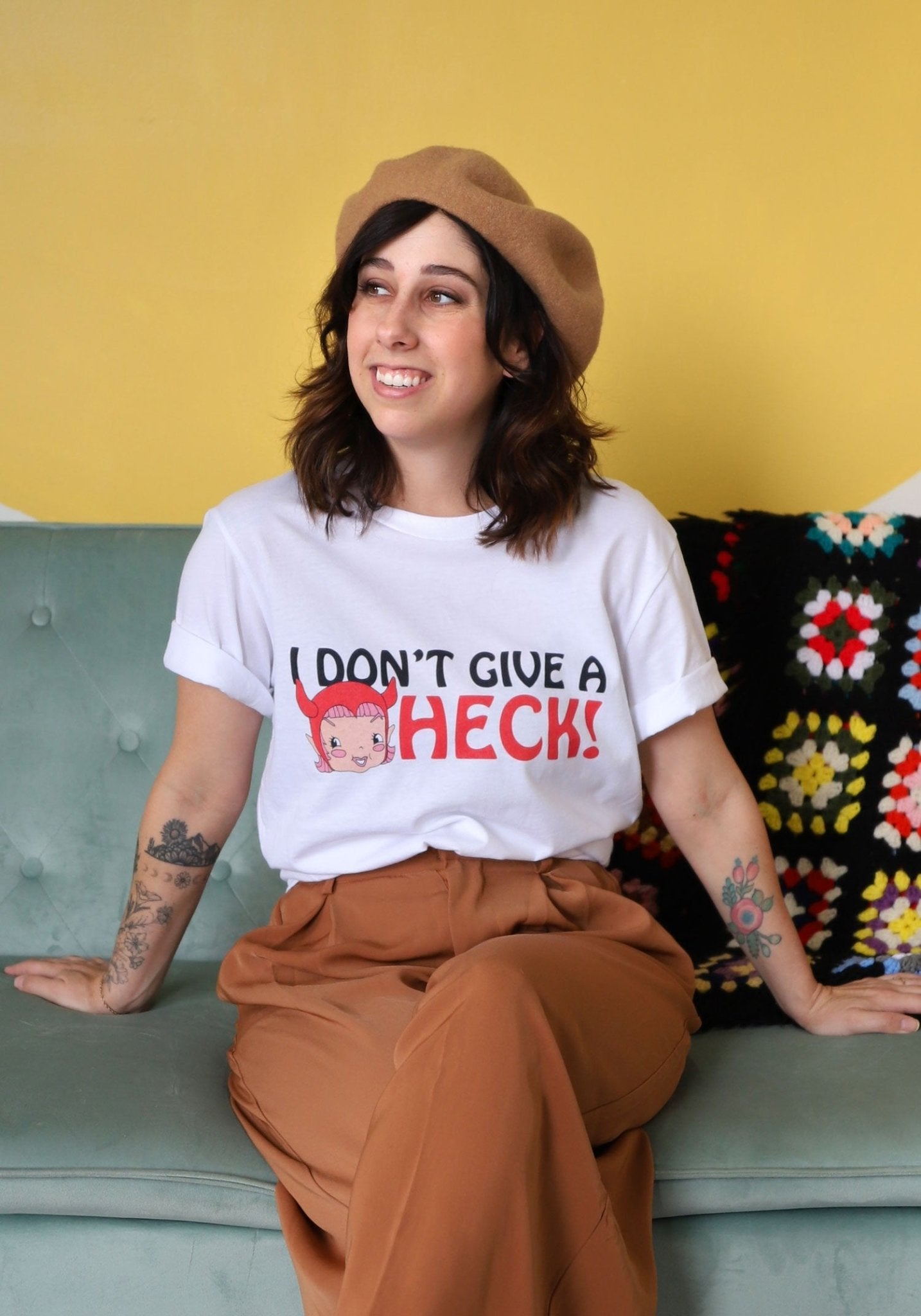 I Don't Give A Heck Tee by kaeraz devil halloween halloween shirt