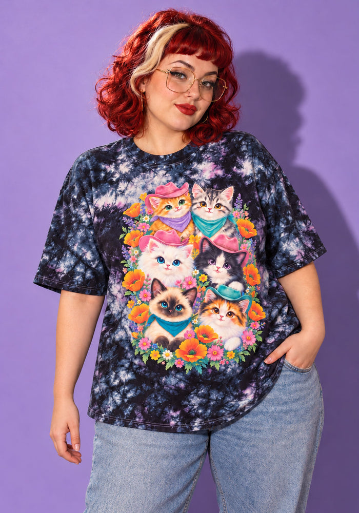 Felines of Western Purrsuasion Tie Dye Tee