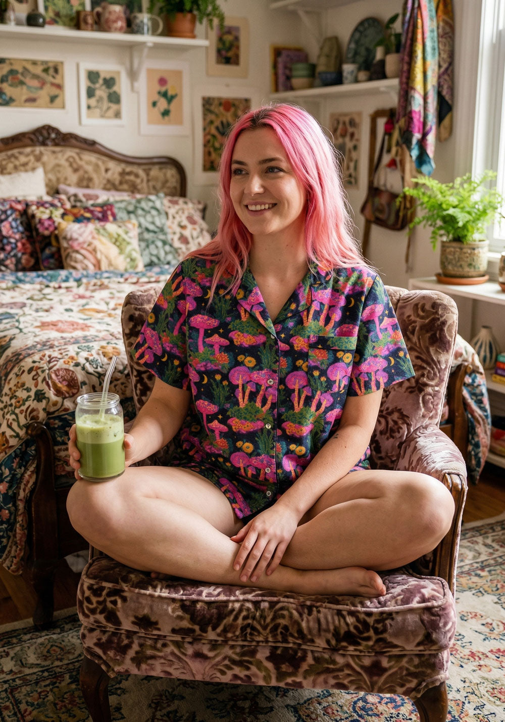 Midnight Mushrooms Pajama Set