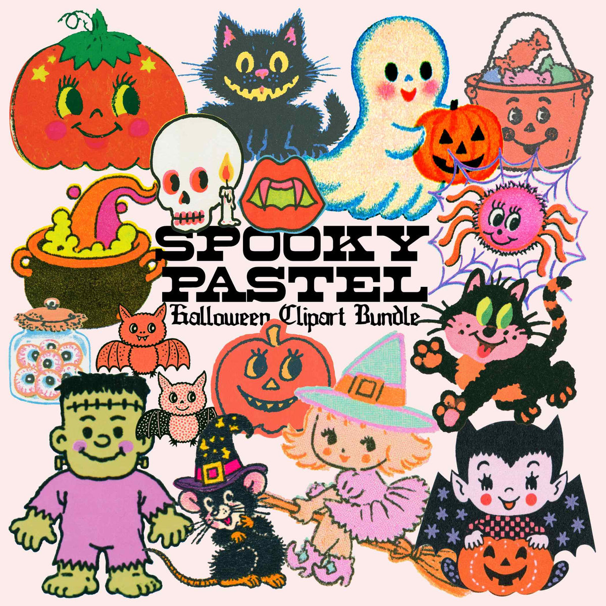 Spooky Pastel Halloween Clipart Bundle | Digital Download