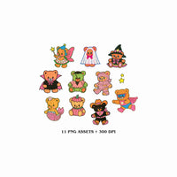 Teddy Bear Halloween Clipart Bundle | Digital Download