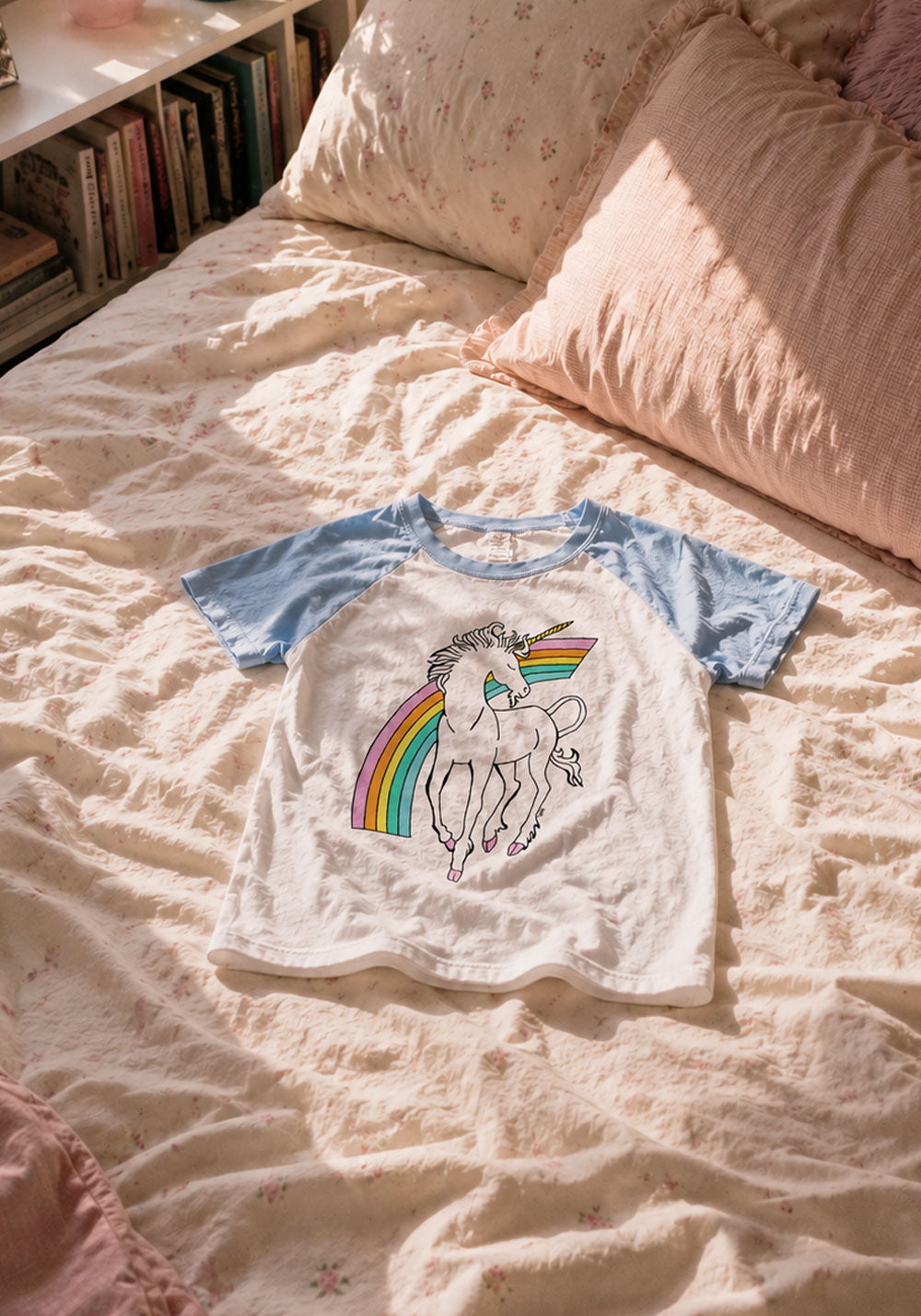 Rainbow Unicorn Raglan Babydoll Tee