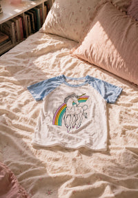 Rainbow Unicorn Raglan Babydoll Tee