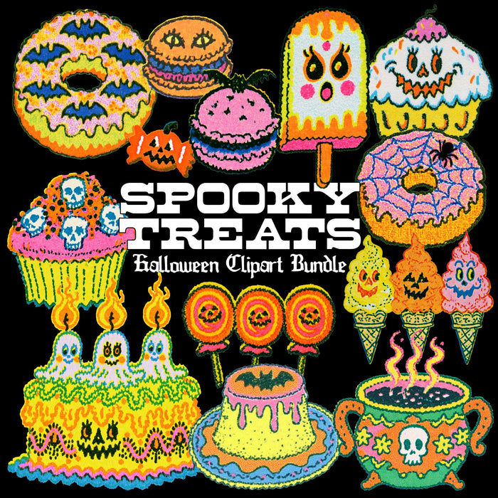 Spooky Treats Retro Halloween Clipart Bundle | Digital Download