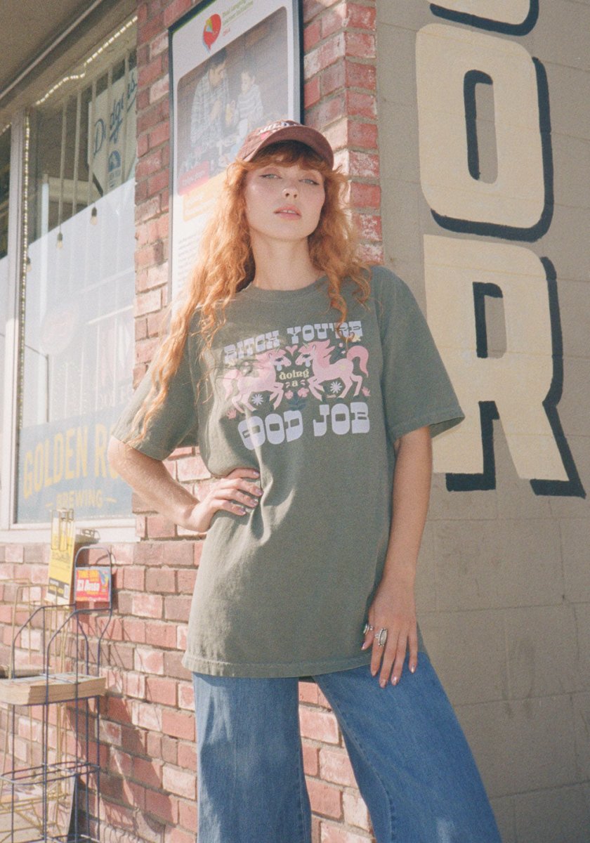 Bitch You're Doing A Good Job Tee by kaeraz flowers horse unicorn