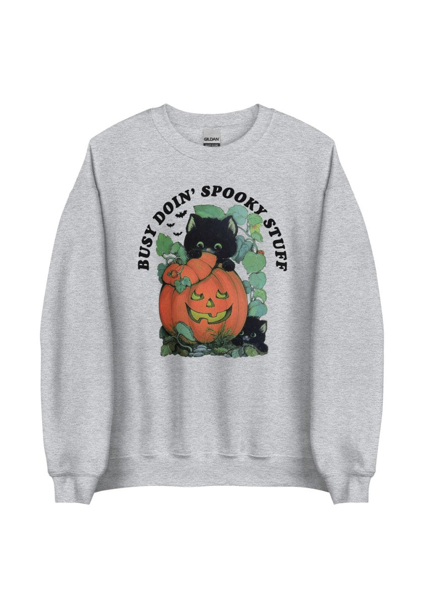 Busy Doin' Spooky Stuff Sweatshirt by kaeraz black cat halloween october