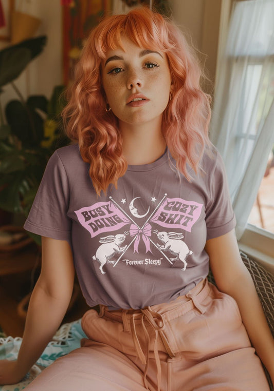 Busy Doing Cozy Shit Tee by kaeraz bunny cozy crescent moon