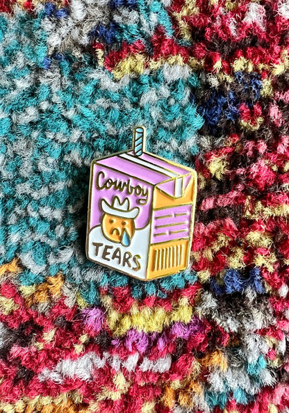 Cowboy Tears Enamel Pin by kaeraz carton cowboy cowboy hat