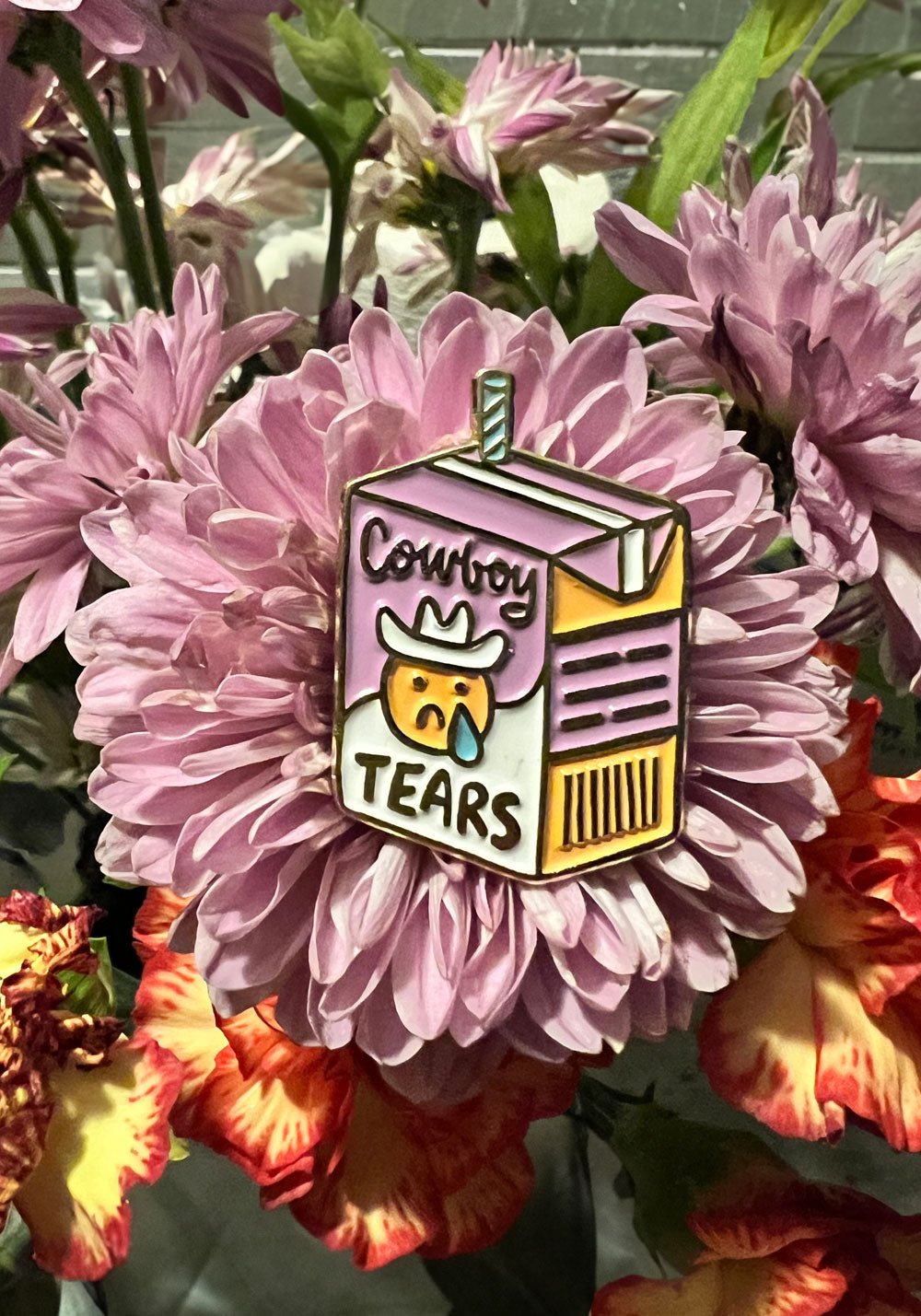 Cowboy Tears Enamel Pin by kaeraz carton cowboy cowboy hat