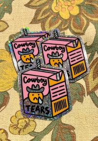 Cowboy Tears Glitter Sticker by kaeraz carton cowboy cowboy hat