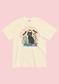 Cute But Dead Inside Tee by kaeraz bats black cat graveyard