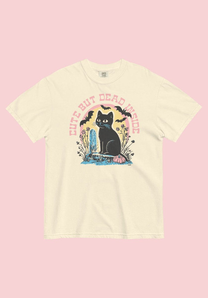 Cute But Dead Inside Tee by kaeraz bats black cat graveyard