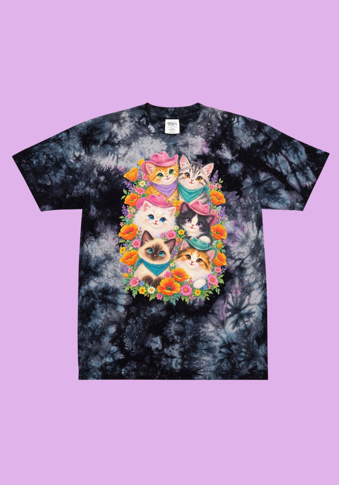 Felines of Western Purrsuasion Tie Dye Tee by kaeraz black cat cat cat tee
