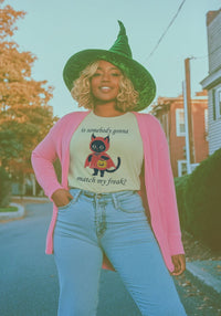 Is Somebody Gonna Match My Freak Tee by kaeraz black cat halloween october