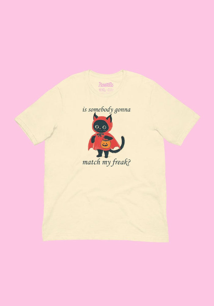 Is Somebody Gonna Match My Freak Tee by kaeraz black cat halloween october