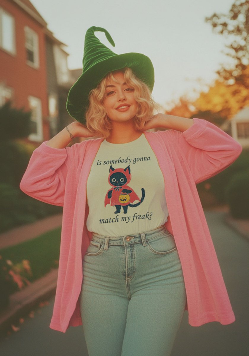 Is Somebody Gonna Match My Freak Tee by kaeraz black cat halloween october