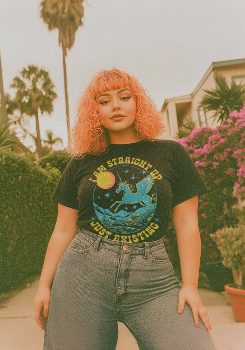 Just Existing Unicorn Tee by kaeraz 70s black light fantasy