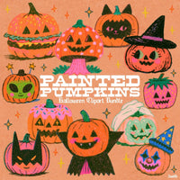 Painted Pumpkins Retro Halloween Clipart Bundle | Digital Download by kaeraz clipart download fall