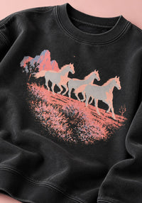 Spirit Horses Garment-Dyed Sweatshirt by kaeraz cowgirl desert horse