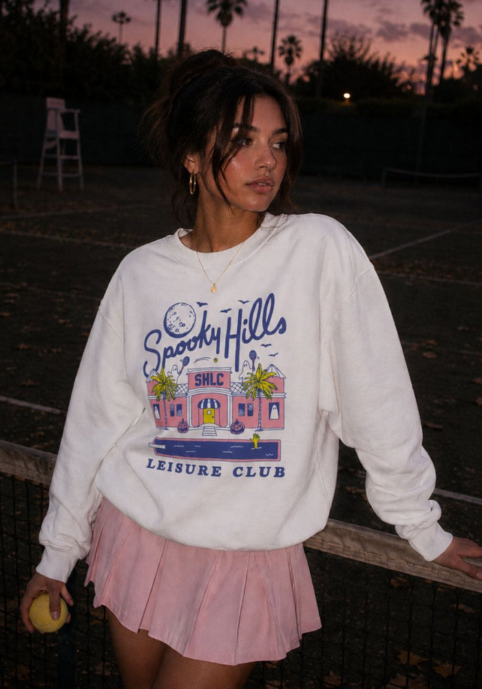 Spooky Hills Leisure Club Sweatshirt by kaeraz bats beverly hills full moon
