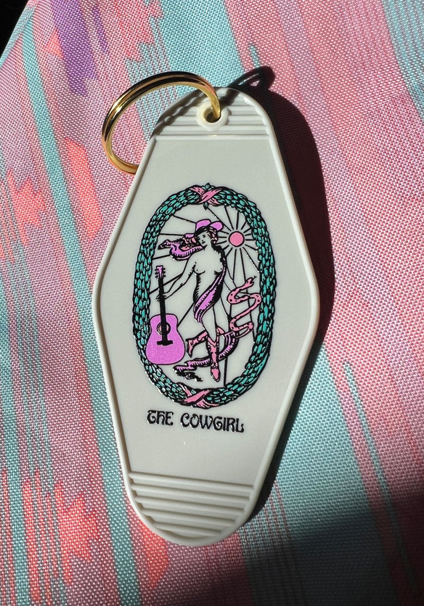 The Cowgirl Tarot Keychain by kaeraz cowgirl guitar tarot