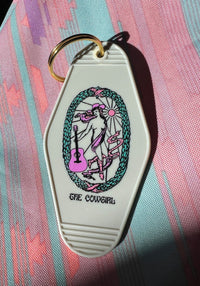 The Cowgirl Tarot Keychain by kaeraz cowgirl guitar tarot