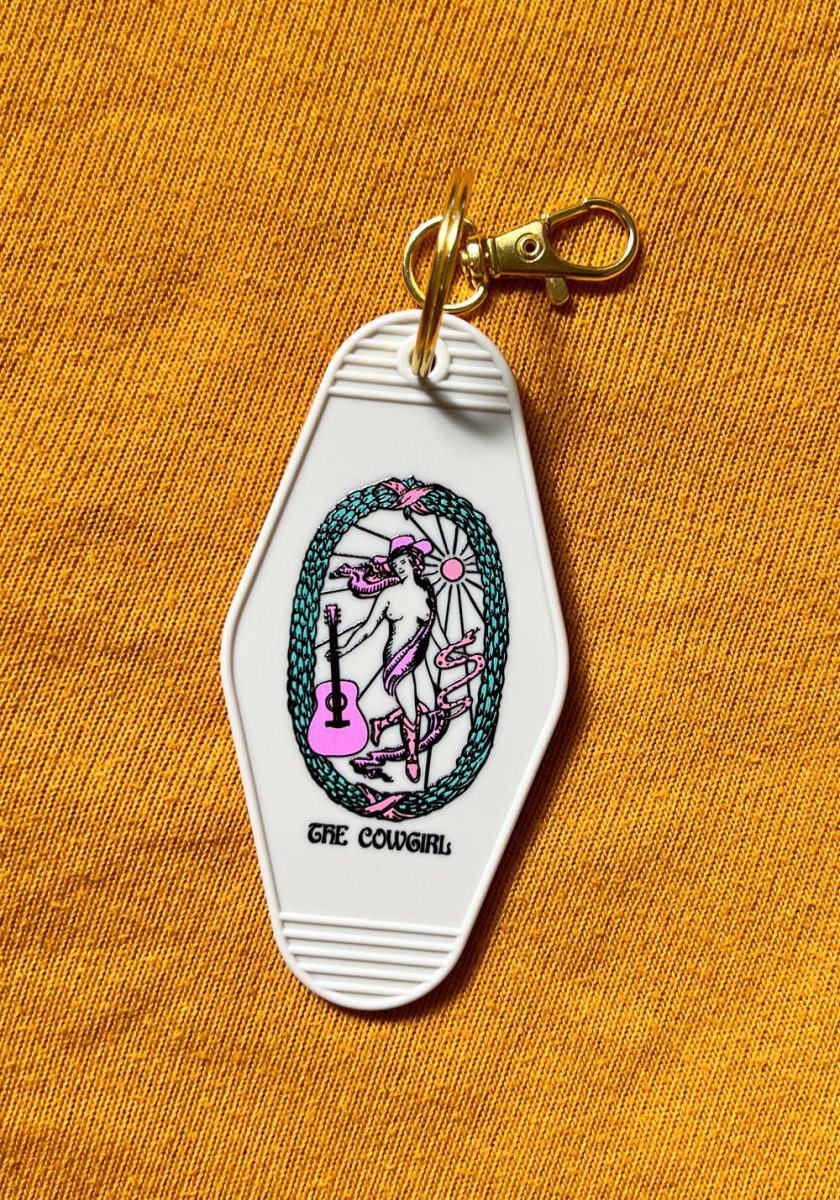 The Cowgirl Tarot Keychain by kaeraz cowgirl guitar tarot