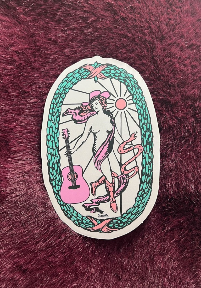 The Cowgirl Tarot Sticker by kaeraz cowgirl guitar mystical