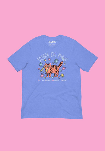 Yeah I'm FINE Neurotic Cat Tee - Dark Humor Shirt by kaeraz cat tee dark humor funny tshirt