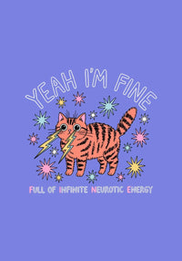 Yeah I'm FINE Neurotic Cat Tee - Dark Humor Shirt by kaeraz cat tee dark humor funny tshirt