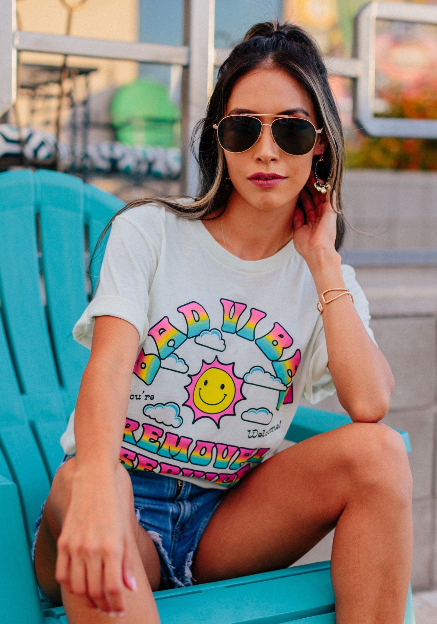 Bad Vibes Removal Tee by kaeraz 70s 80s clouds