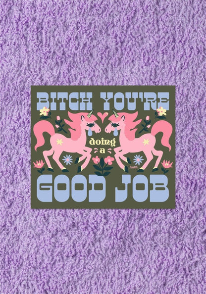 Bitch You're Doing A Good Job Sticker by kaeraz floral flowers horse