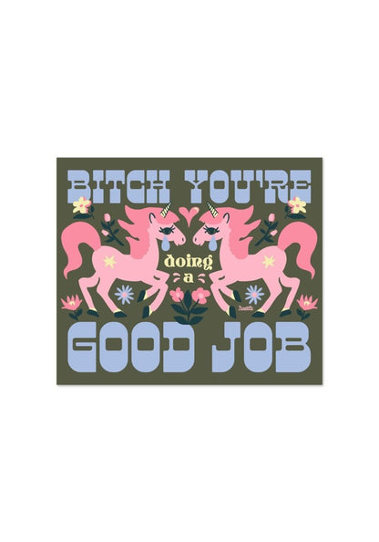 Bitch You're Doing A Good Job Sticker by kaeraz floral flowers horse