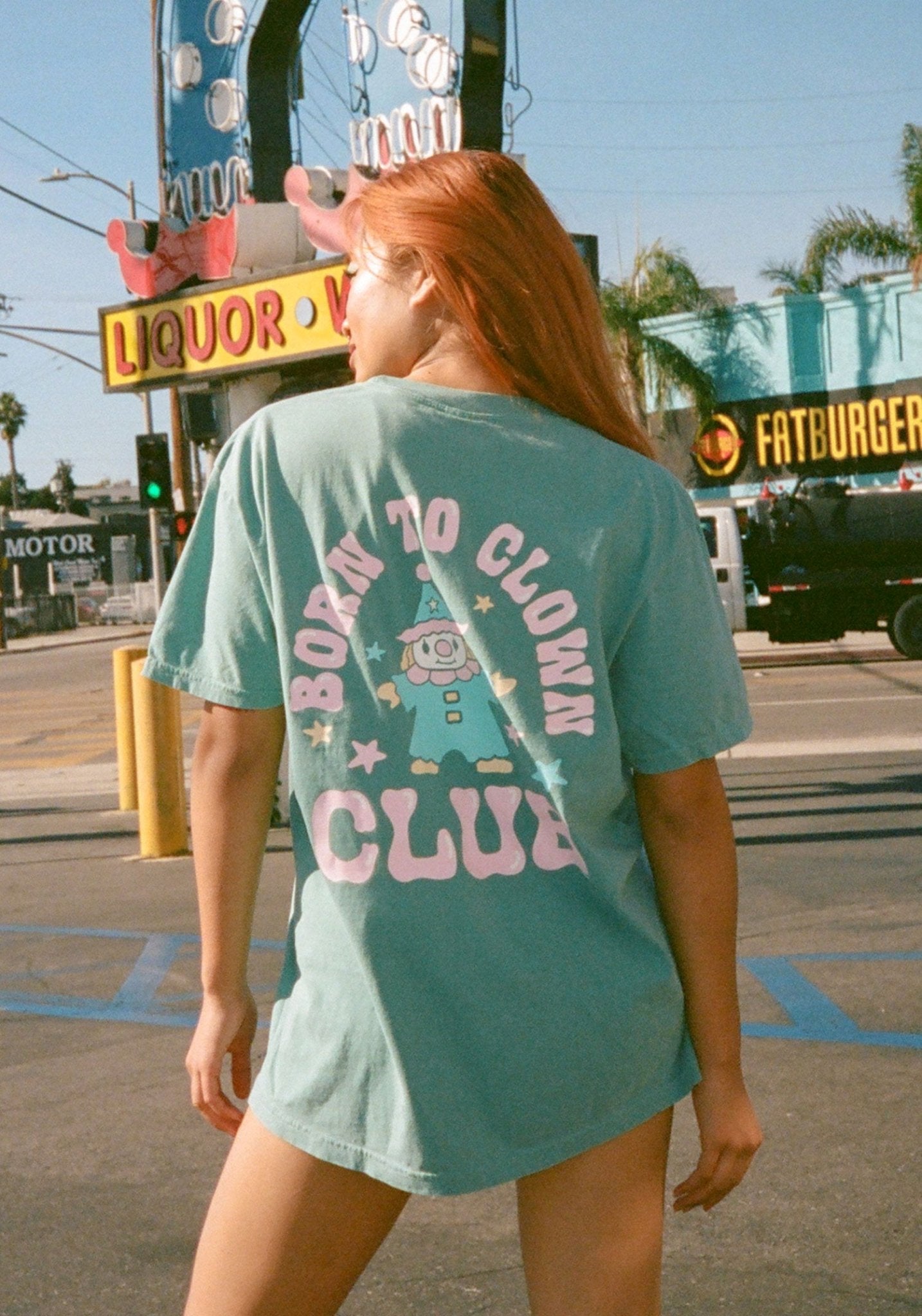 Born To Clown Club Pigment Dyed Tee by kaeraz clown funny seafoam