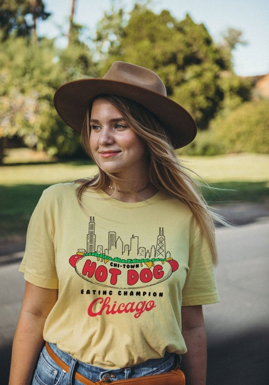 Chicago Hot Dog Champion Tee by kaeraz champ champion chi - town