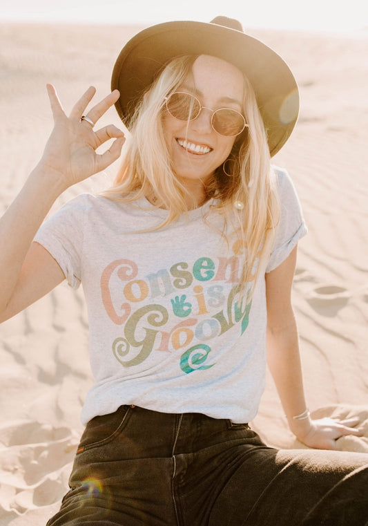 Consent is Groovy Tee by kaeraz 70's colorful consent