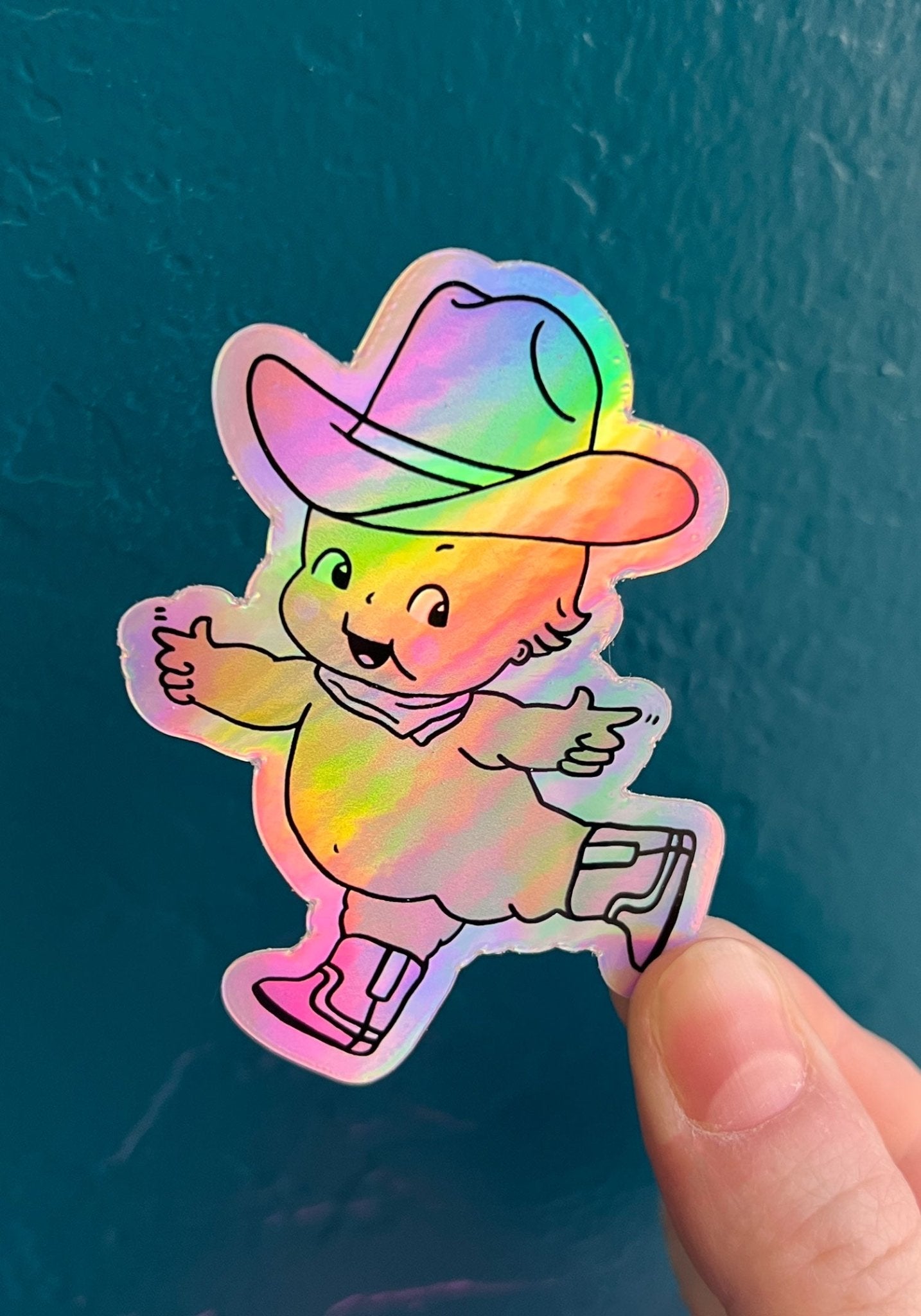 Cowpoke Kewtie Hologram Sticker by kaeraz baby boots cowboy