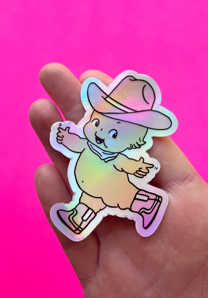Cowpoke Kewtie Hologram Sticker by kaeraz baby boots cowboy
