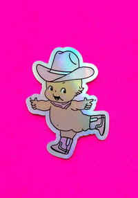Cowpoke Kewtie Hologram Sticker by kaeraz baby boots cowboy