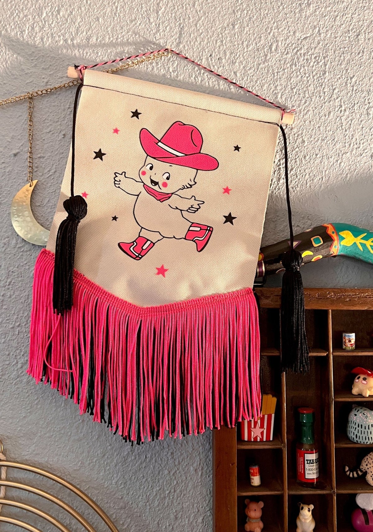 Cowpoke Kewtie Mini Tapestry by kaeraz boots country cowboy hat