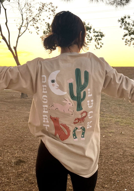 Desert Luck Long Sleeve Tee by kaeraz arizona cactus coyote