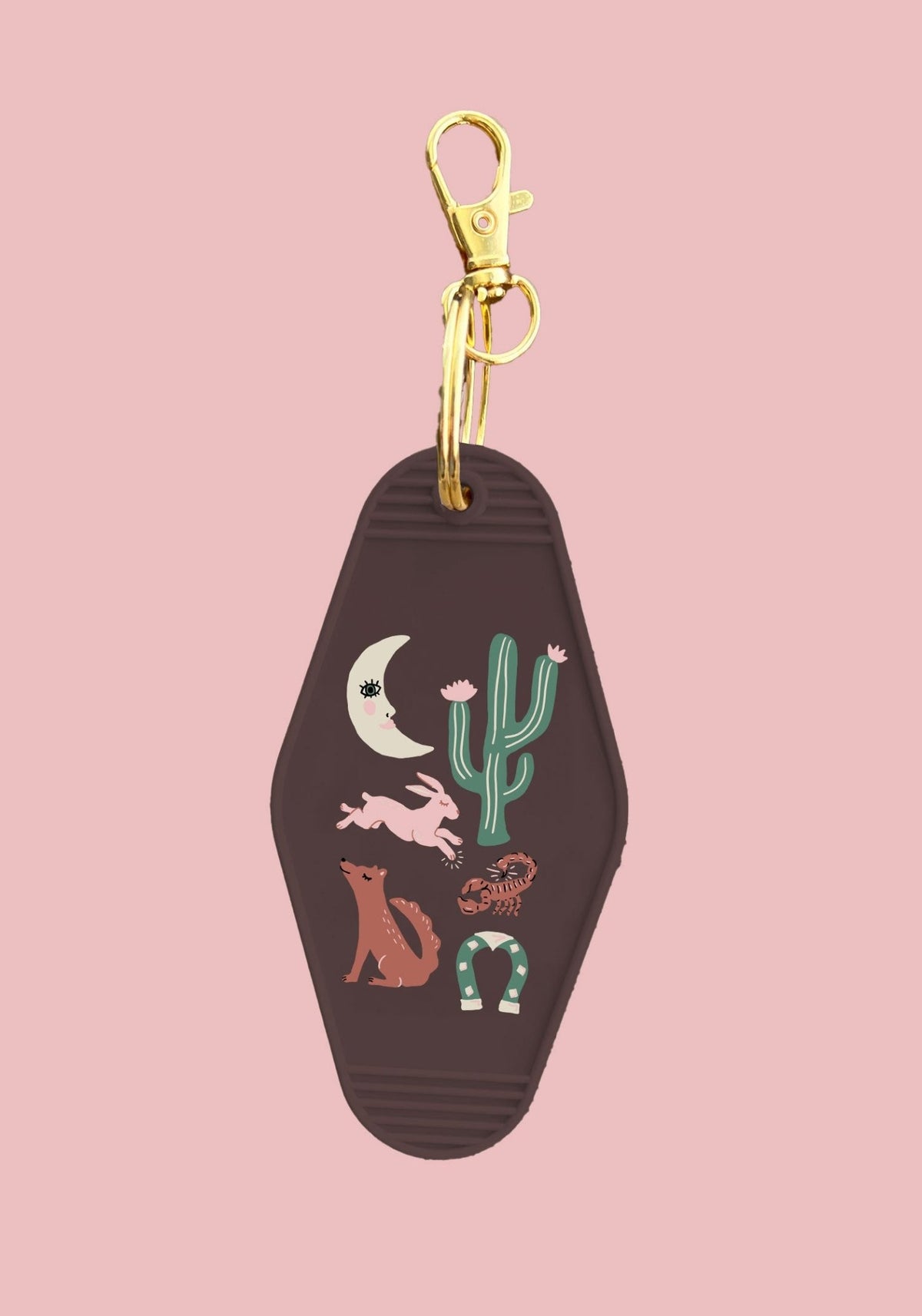 Desert Luck Motel Keychain by kaeraz cactus coyote crescent moon